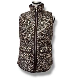 J Crew Women’s Size S Animal Print Puffer Vest Full Zip Quilted